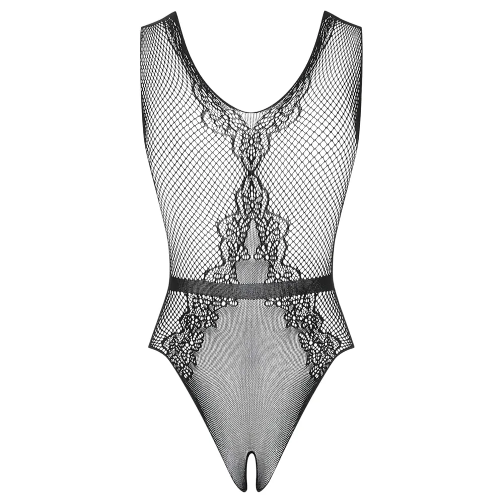 Obsessive - otvorené čipkované body s kvetinovým vzorom (čierne) – Obrázok 4