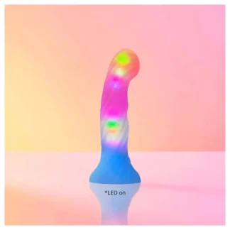 Love to Love Candy Loop - svietiace silikónové dildo s LED (ružovo-modré) - 16,9 cm