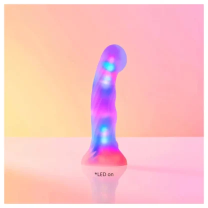 Love to Love Sugar Bomb - svietiace silikónové dildo s LED (ružovo-žlté) - 16,9 cm