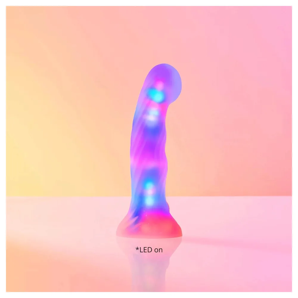 Love to Love Sugar Bomb - svietiace silikónové dildo s LED (ružovo-žlté) - 16,9 cm