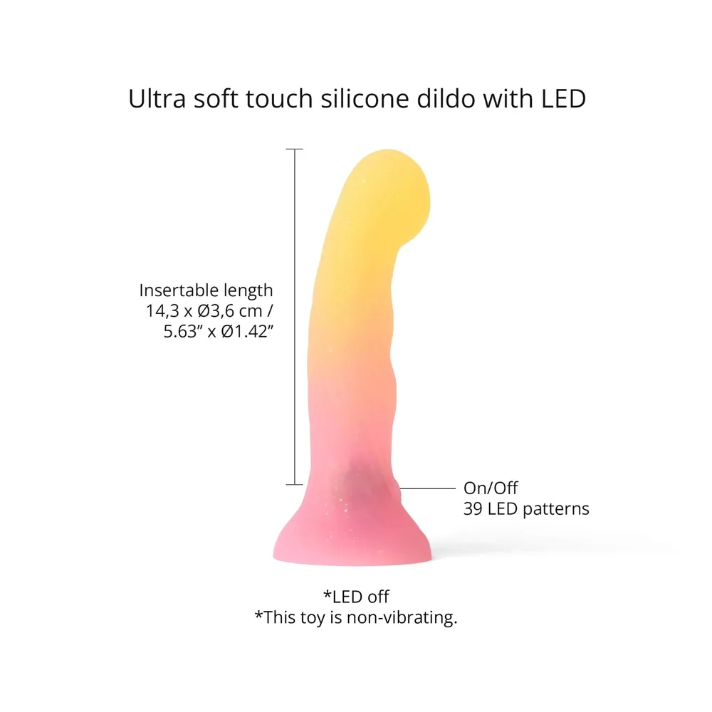 Love to Love Sugar Bomb - svietiace silikónové dildo s LED (ružovo-žlté) - 16,9 cm – Obrázok 2