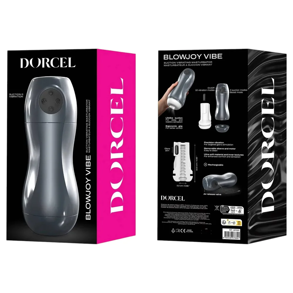 Dorcel Blowjoy Vibe - vákuový a vibračný akumulátorový masturbátor (sivý)