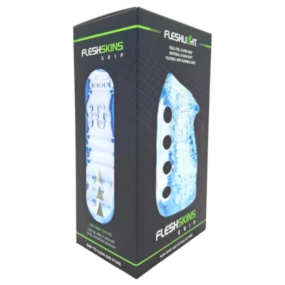 Fleshlight Fleshskins Grip Blue Ice - na oboch koncoch otvorený masturbátor (modrý)