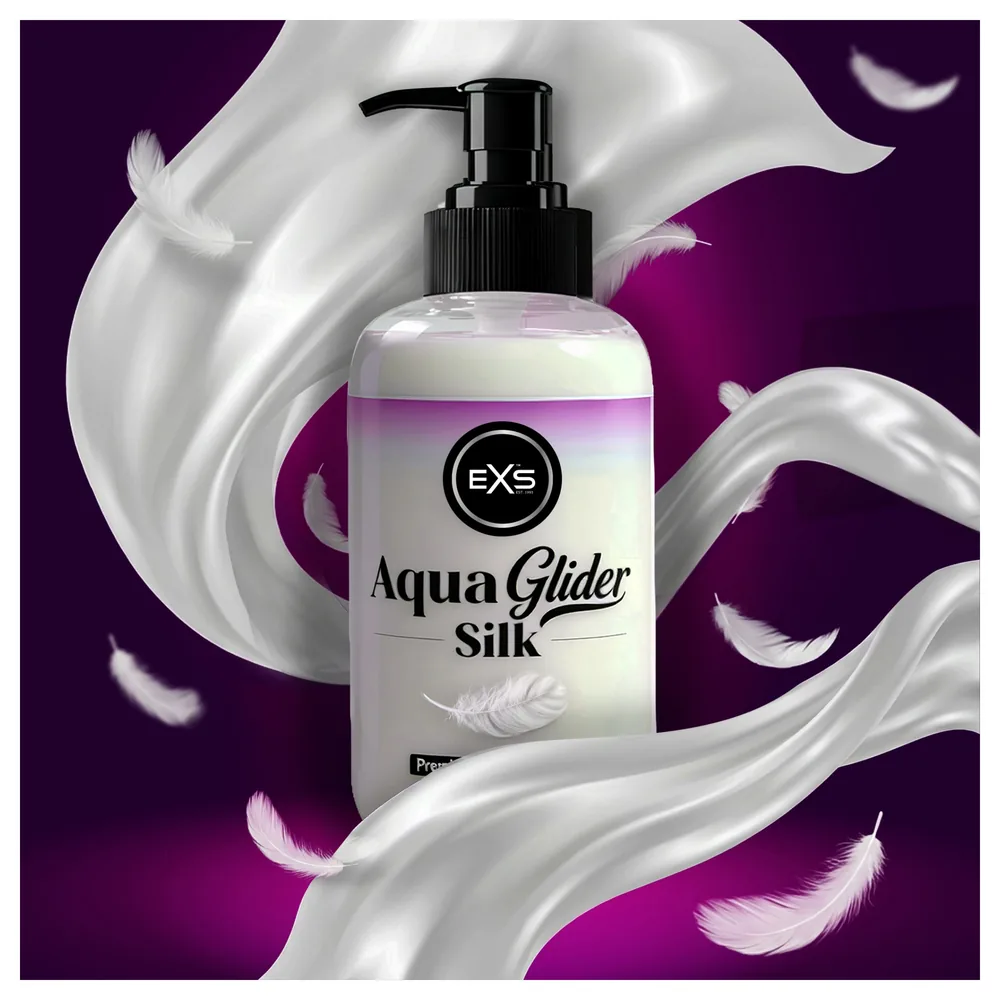 EXS AquaGlider Silk - hodvábny lubrikačný gél na vodnej báze v pumpičkovej fľaši (250 ml) – Obrázok 2