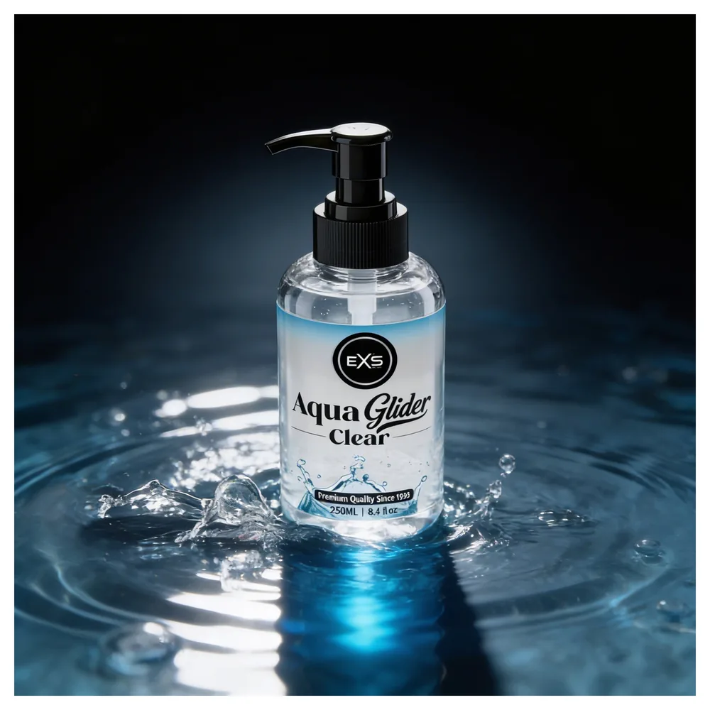 EXS AquaGlider Clear - priehľadný lubrikačný gél na vodnej báze v pumpičkovej fľaši (250 ml) – Obrázok 2